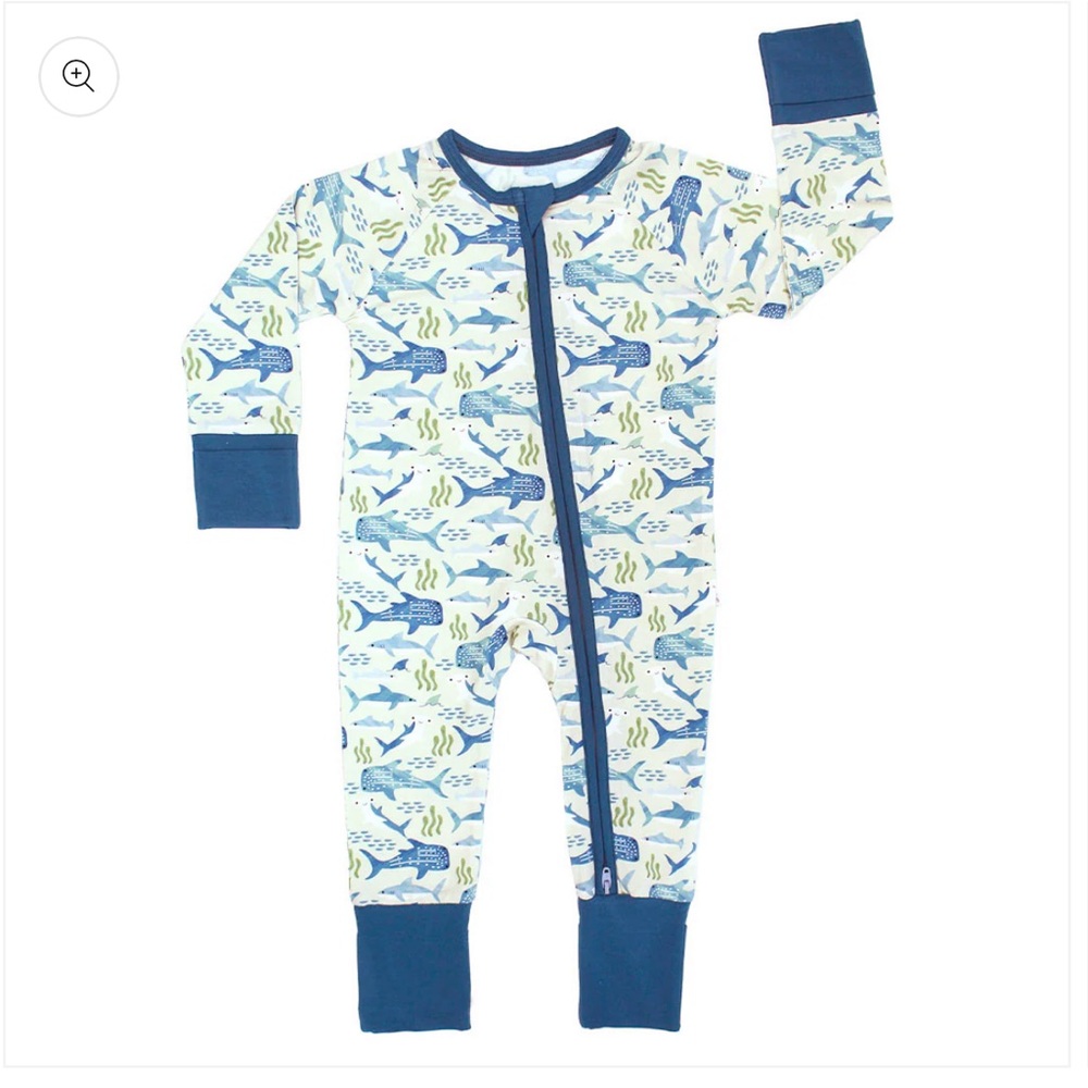 Emerson & friends - Shark Friends Bamboo Convertible Baby Pajamas. Size 0-3M